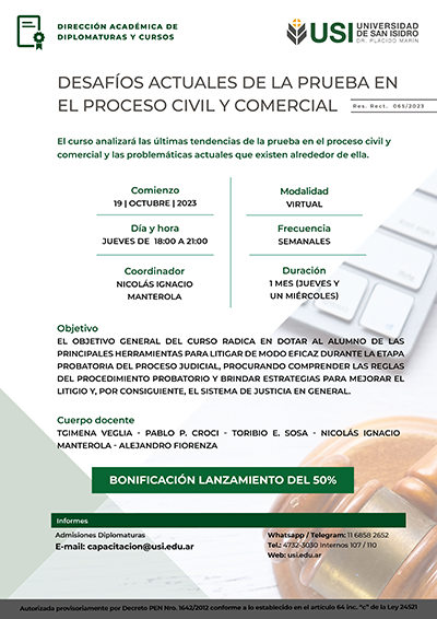 CURSO Desafíos Actuales de la Prueba en el  Proceso Civil y Comercial
